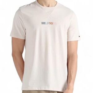 Tommy Hilfiger Cream Cotton Multi Logo T-Shirt